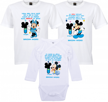 Model Mickey și Minnie Mouse - Primul moț cu Minnie - Tricouri personalizate pentru mămici și copii