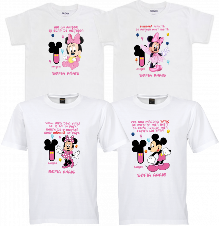 Model Mickey și Minnie Mouse - Tricouri adorabile cu Minnie pentru o petrecere de moț de poveste