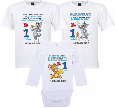 Model Tom și Jerry - Tricouri Aniversare pentru Toată Familia cu Tom și Jerry