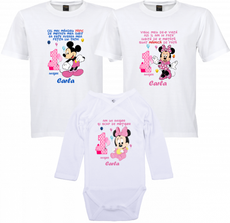 Model Mickey și Minnie Mouse - Tricouri personalizate cu Mickey Mouse pentru Fetițe Fericite