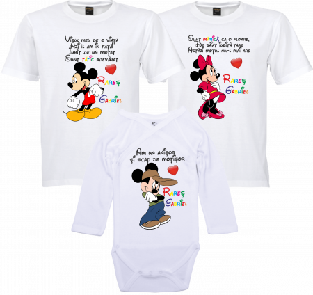 Model Mickey și Minnie Mouse - Tricouri personalizate cu Mickey pentru primul moț al copilului tău