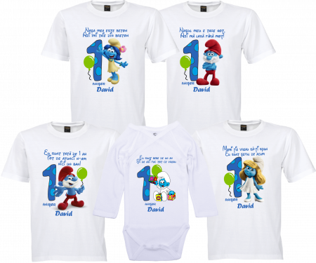 Model Ștrumfi - Tricouri Personalizate pentru moț cu tematica Ștrumfi