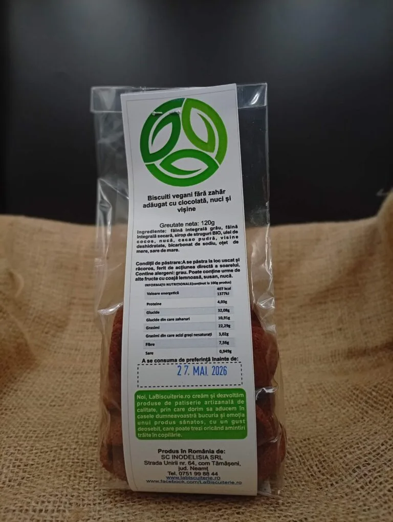 Biscuiți Vegani cu Ciocolată, Nuci și Vișine | 120g [2]