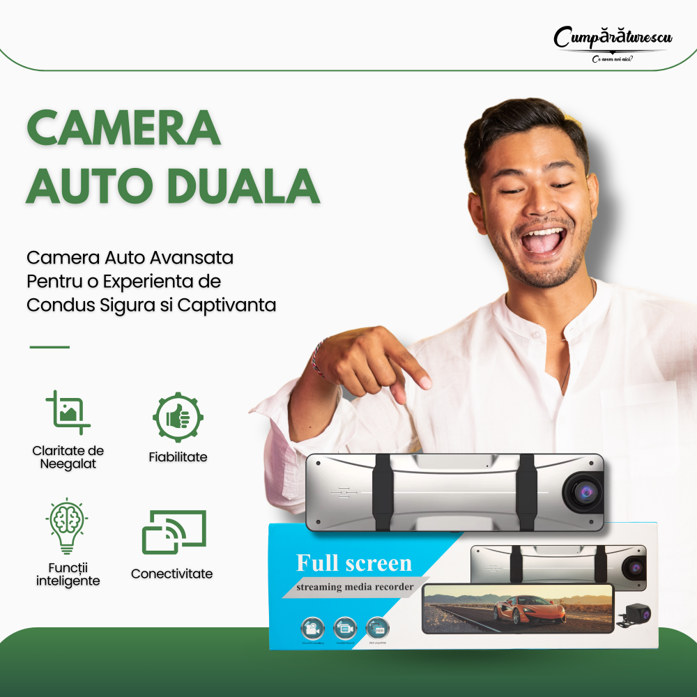 Camera de bord auto(fata+spate) 4k,  ecran tactil de 12”,  wifi, GPS, Video Recorder [2]