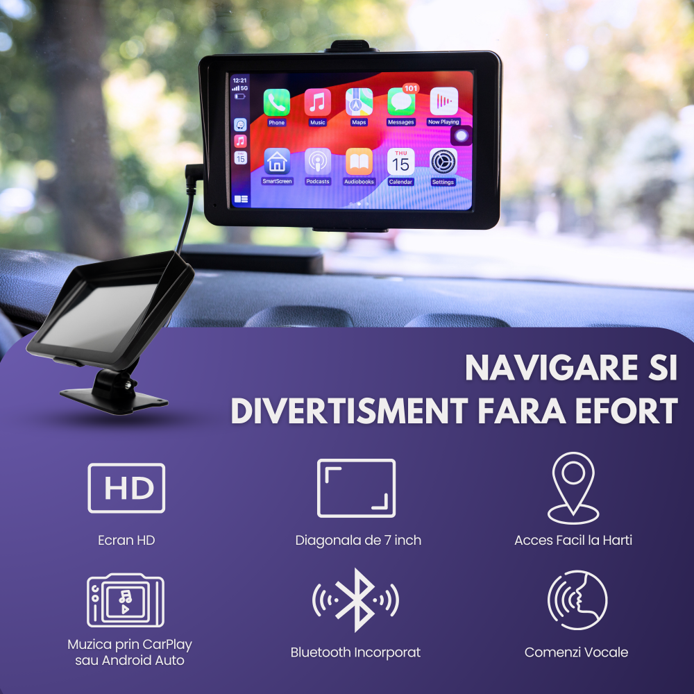 Car play wireless 7 ” cu camera marsarier si control vocal [3]