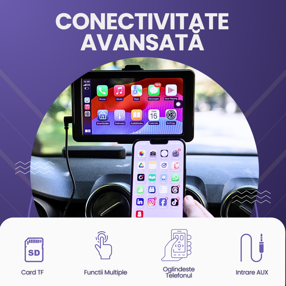 Car play wireless 7 ” cu camera marsarier si control vocal [5]