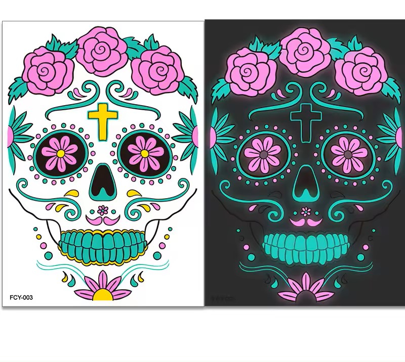 Set de 4 tatuaje faciale temporare luminiscente, Cumparaturescu, copii si adulti [5]