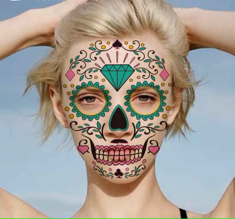 Set de 4 tatuaje faciale temporare luminiscente, Cumparaturescu, copii si adulti [8]