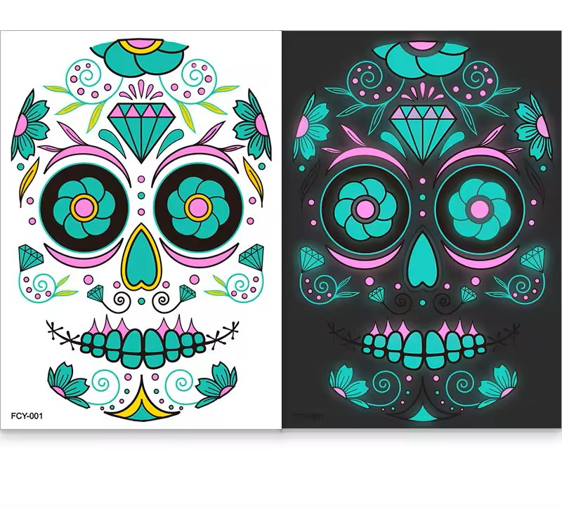 Set de 4 tatuaje faciale temporare luminiscente, Cumparaturescu, copii si adulti [2]