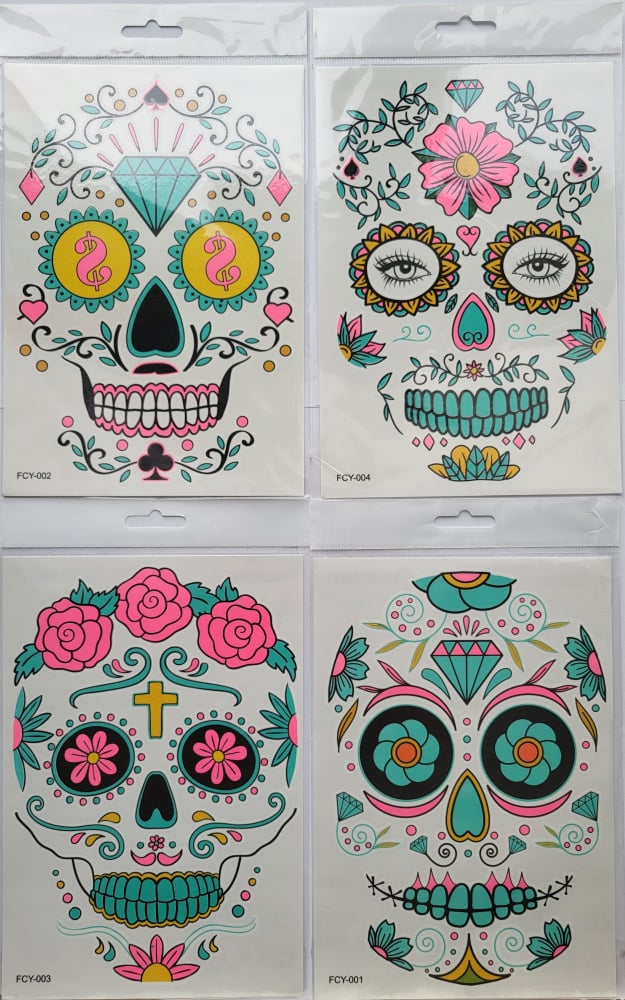 Set de 4 tatuaje faciale temporare luminiscente, Cumparaturescu, copii si adulti [11]