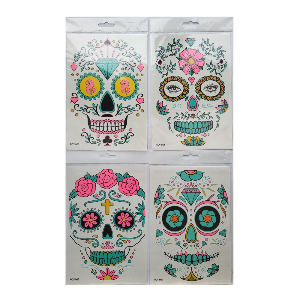 Set de 4 tatuaje faciale temporare luminiscente, Cumparaturescu, copii si adulti [12]