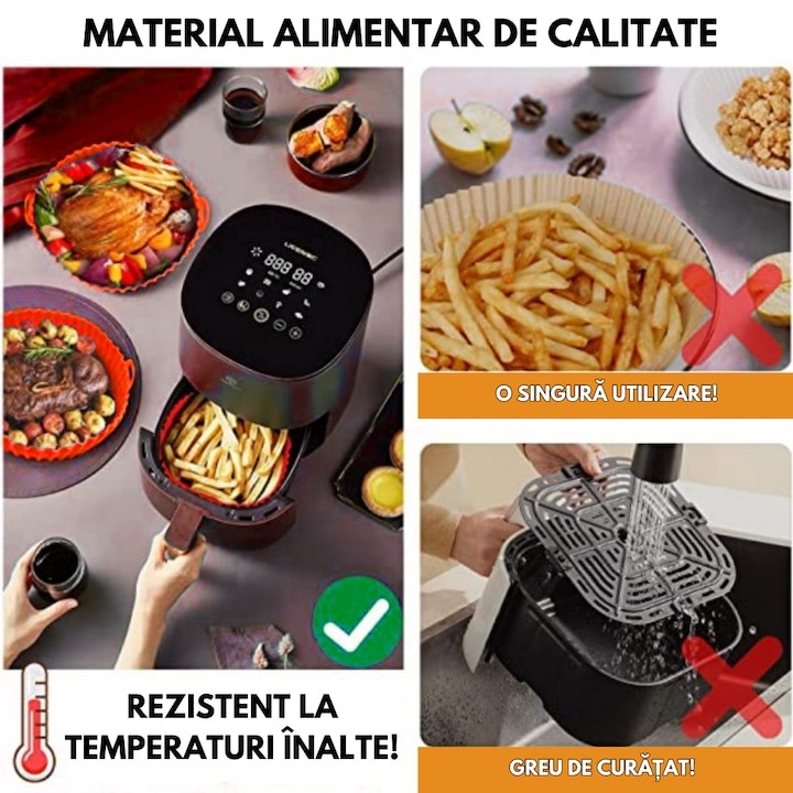 Set tava din Silicon pentru Airfrier, 20.5x17.5x5cm, Universal, si Pensula silicon, 20 cm [2]