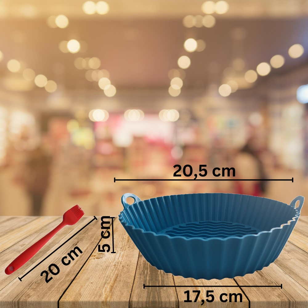 Set tava din Silicon pentru Airfrier, 20.5x17.5x5cm, Universal, si Pensula silicon, 20 cm [6]