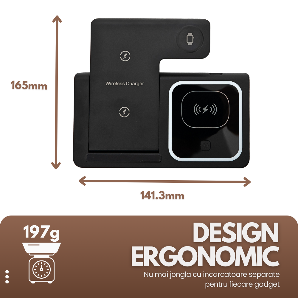 Stația de încărcare wireless 3 în 1 pentru Smartphone-uri, Apple Watch, AirPods [9]