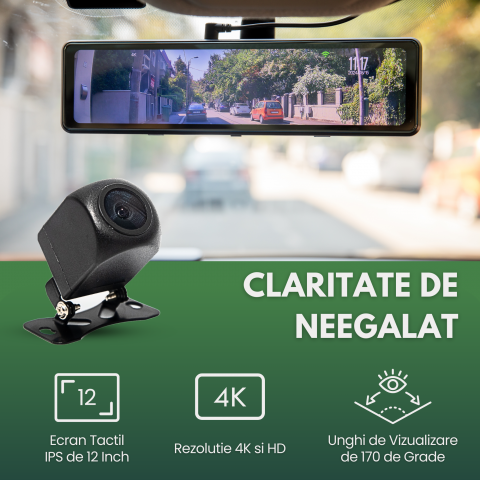 Camera de bord auto(fata+spate) 4k,  ecran tactil de 12”,  wifi, GPS, Video Recorder [2]