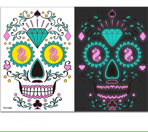 Set de 4 tatuaje faciale temporare luminiscente, Cumparaturescu, copii si adulti [3]