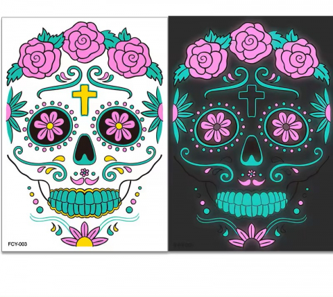 Set de 4 tatuaje faciale temporare luminiscente, Cumparaturescu, copii si adulti [4]