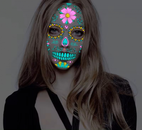 Set de 4 tatuaje faciale temporare luminiscente, Cumparaturescu, copii si adulti [8]