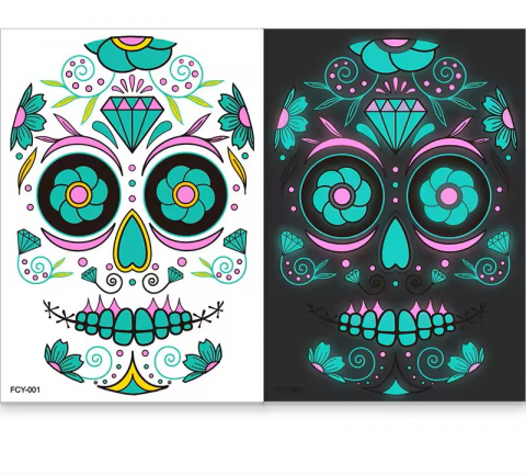 Set de 4 tatuaje faciale temporare luminiscente, Cumparaturescu, copii si adulti [1]