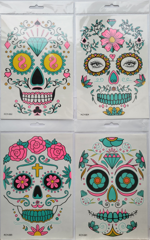 Set de 4 tatuaje faciale temporare luminiscente, Cumparaturescu, copii si adulti [10]