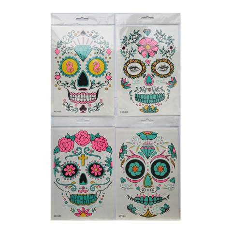 Set de 4 tatuaje faciale temporare luminiscente, Cumparaturescu, copii si adulti [11]