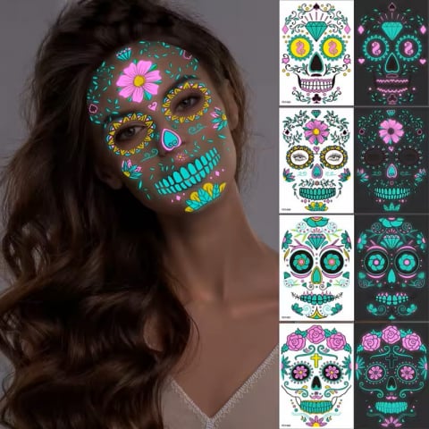 Pentru copii - Set de 4 tatuaje faciale temporare luminiscente, Cumparaturescu, copii si adulti