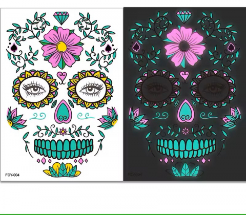 Set de 4 tatuaje faciale temporare luminiscente, Cumparaturescu, copii si adulti [5]