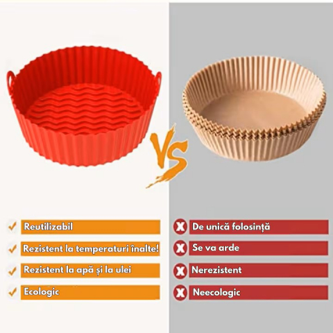 Set tava din Silicon pentru Airfrier, 20.5x17.5x5cm, Universal, si Pensula silicon, 20 cm [2]