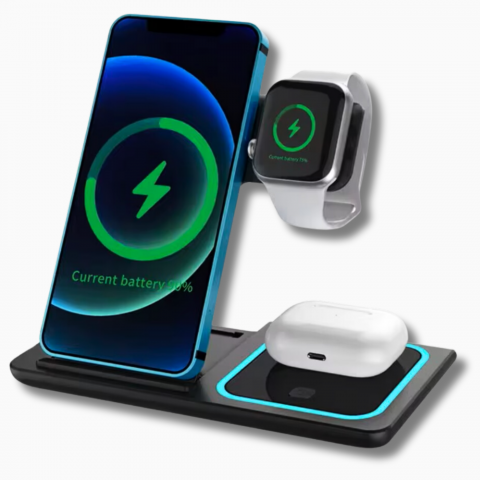 Stația de încărcare wireless 3 în 1 pentru Smartphone-uri, Apple Watch, AirPods [2]
