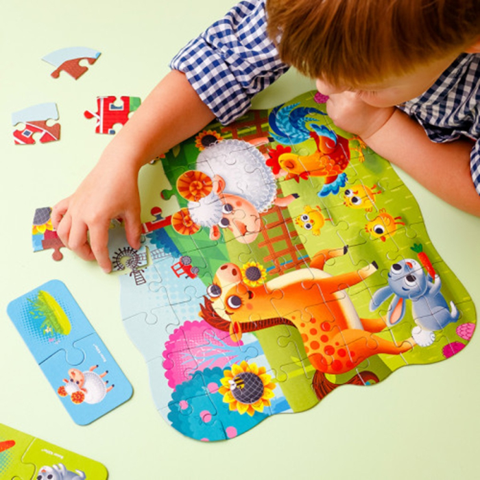 Puzzle copii 2 în 1 Fermă, 49 piese, cu mini game, carton | Roter Käfer | 3+ ani [4]