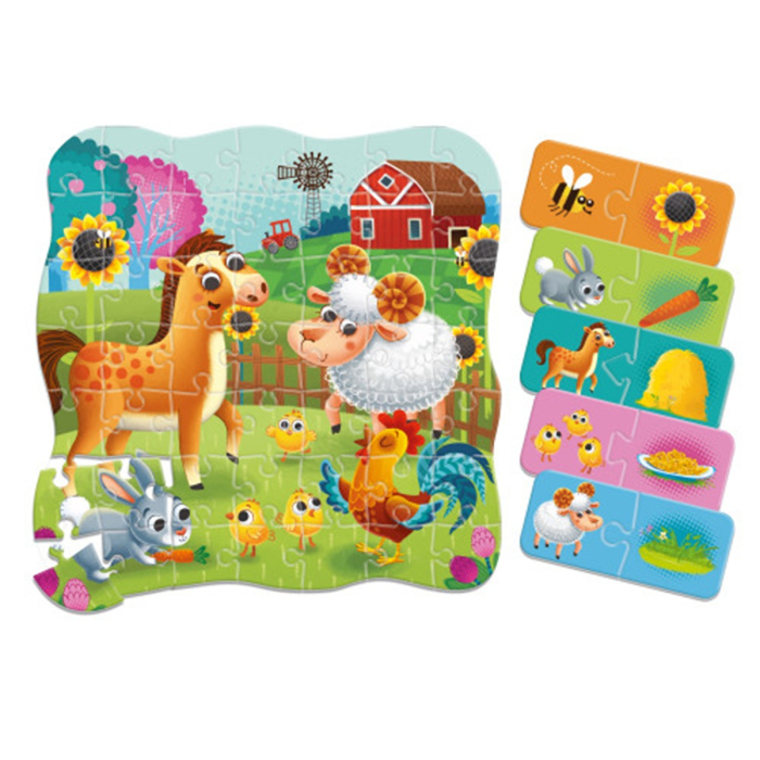 Puzzle copii 2 în 1 Fermă, 49 piese, cu mini game, carton | Roter Käfer | 3+ ani [2]