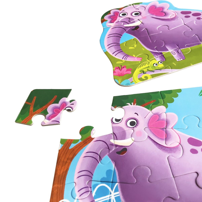 Puzzle maxi copii 2 în 1 La Zoo, în găletușă – 48×33 cm | Roter Käfer | 3+ ani [3]