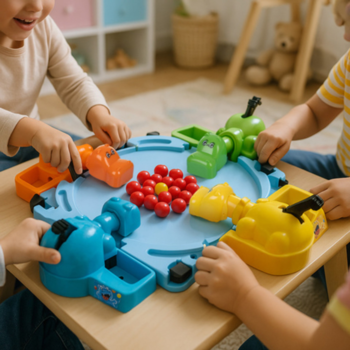 Joc de societate „Hipopotamii flămânzi” – Food Grabbing Game, joc interactiv de îndemânare pentru copii [5]
