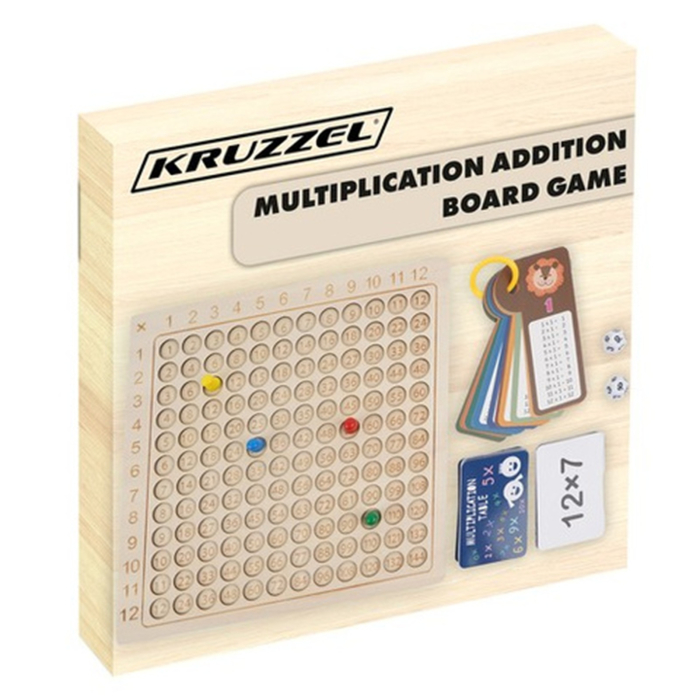 Joc educativ KRUZZEL – Tabla înmulțirii și adunării din lemn cu zaruri și cartonașe, joc matematic pentru copii [2]