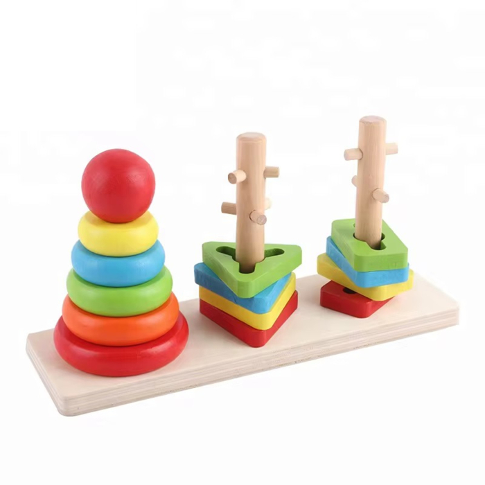 Jucărie educativă din lemn – Sortator de forme și inele colorate KRUZZEL [2]