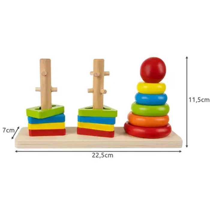 Jucărie educativă din lemn – Sortator de forme și inele colorate KRUZZEL [6]