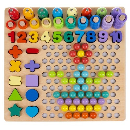 Jucărie educativă lemn Montessori – sortator, numere, culori și pescuit magnetic [4]
