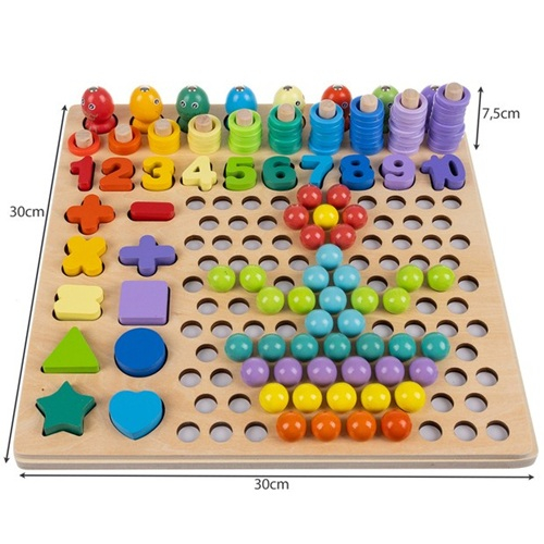 Jucărie educativă lemn Montessori – sortator, numere, culori și pescuit magnetic [3]