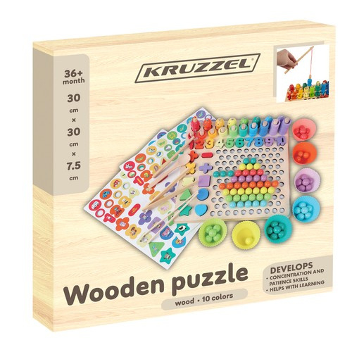 Jucărie educativă lemn Montessori – sortator, numere, culori și pescuit magnetic [2]