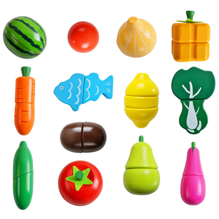 Ladita din lemn pentru copii cu fructe, legume de tăiat si accesorii KRUZZEL, 34 piese [5]