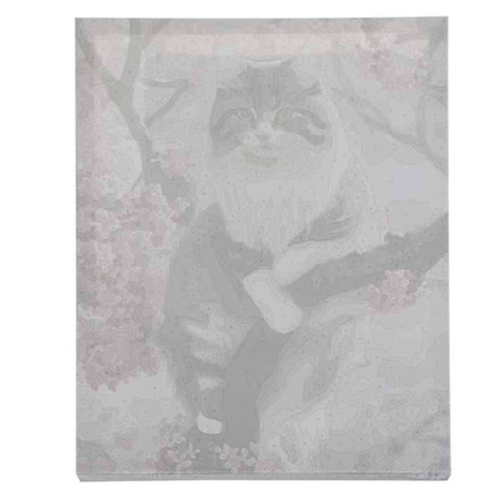 Pictură după numere 40x50 cm – Pisică printre flori de cireș | Set complet cu pensule și vopsele acrilice [5]