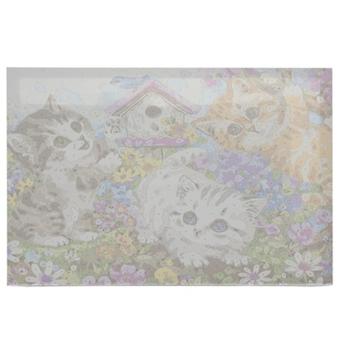 Pictură după numere 40x50 cm – Pisicuțe jucăușe în grădină | Set complet cu pensule și vopsele acrilice [6]