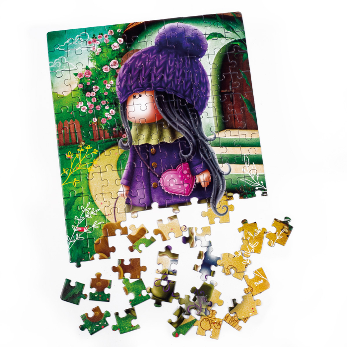 Puzzle copii 120 piese – Păpușică cu căciulă mov, 23x30 cm | De.tail [3]