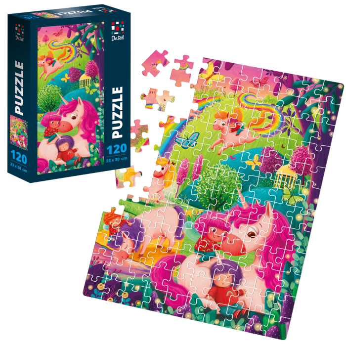 Puzzle copii 120 piese – Unicornul magic și curcubeul, 23x30 cm | De.tail [2]
