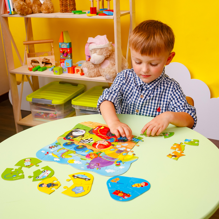 Puzzle copii 2 în 1 cu mașini – Puzzle + mini game, 49 piese, 30x30 cm, 3+ ani [4]