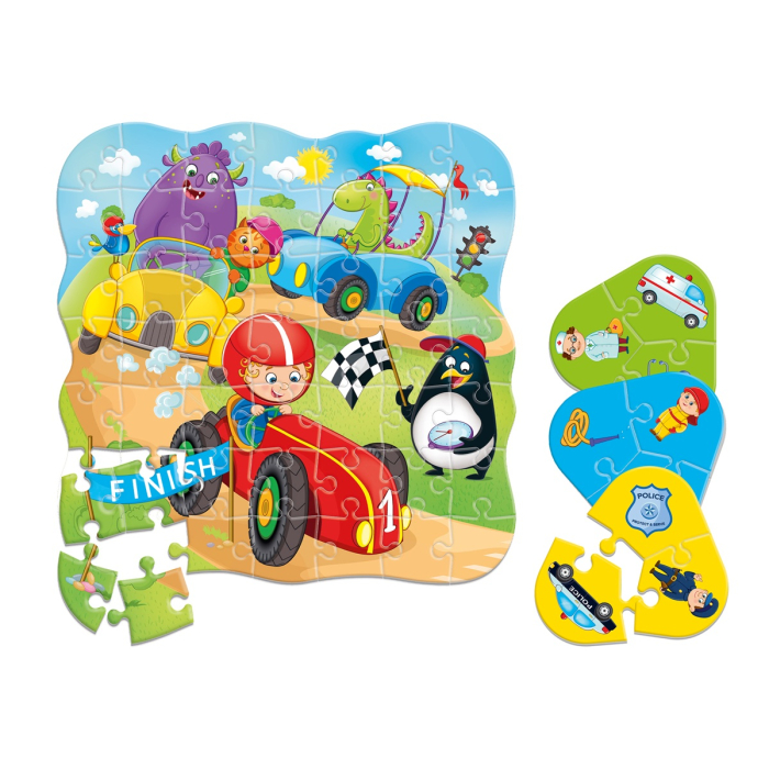 Puzzle copii 2 în 1 cu mașini – Puzzle + mini game, 49 piese, 30x30 cm, 3+ ani [3]