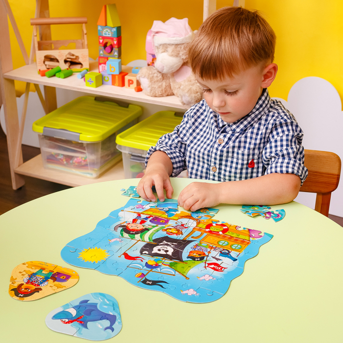 Puzzle copii 2 în 1 cu pirați, 49 piese din carton + mini joc | Roter Käfer | 3+ ani [5]