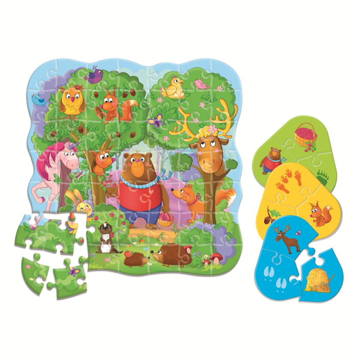 Puzzle copii 2 în 1 Pădure + Mini Joc Educativ, 49 piese, 30×30 cm, Roter Käfer, 3+ ani [3]