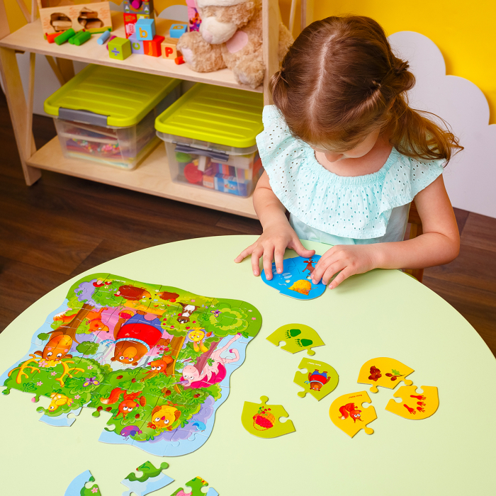 Puzzle copii 2 în 1 Pădure + Mini Joc Educativ, 49 piese, 30×30 cm, Roter Käfer, 3+ ani [6]