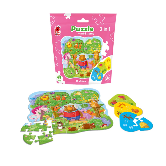 Puzzle copii 2 în 1 Pădure + Mini Joc Educativ, 49 piese, 30×30 cm, Roter Käfer, 3+ ani [2]